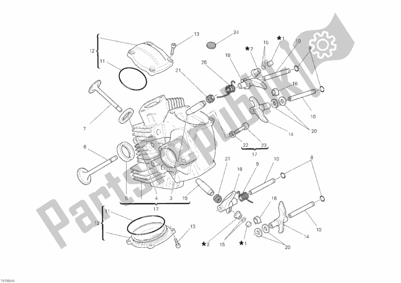 Todas las partes para Culata Horizontal de Ducati Monster 1100 USA 2010